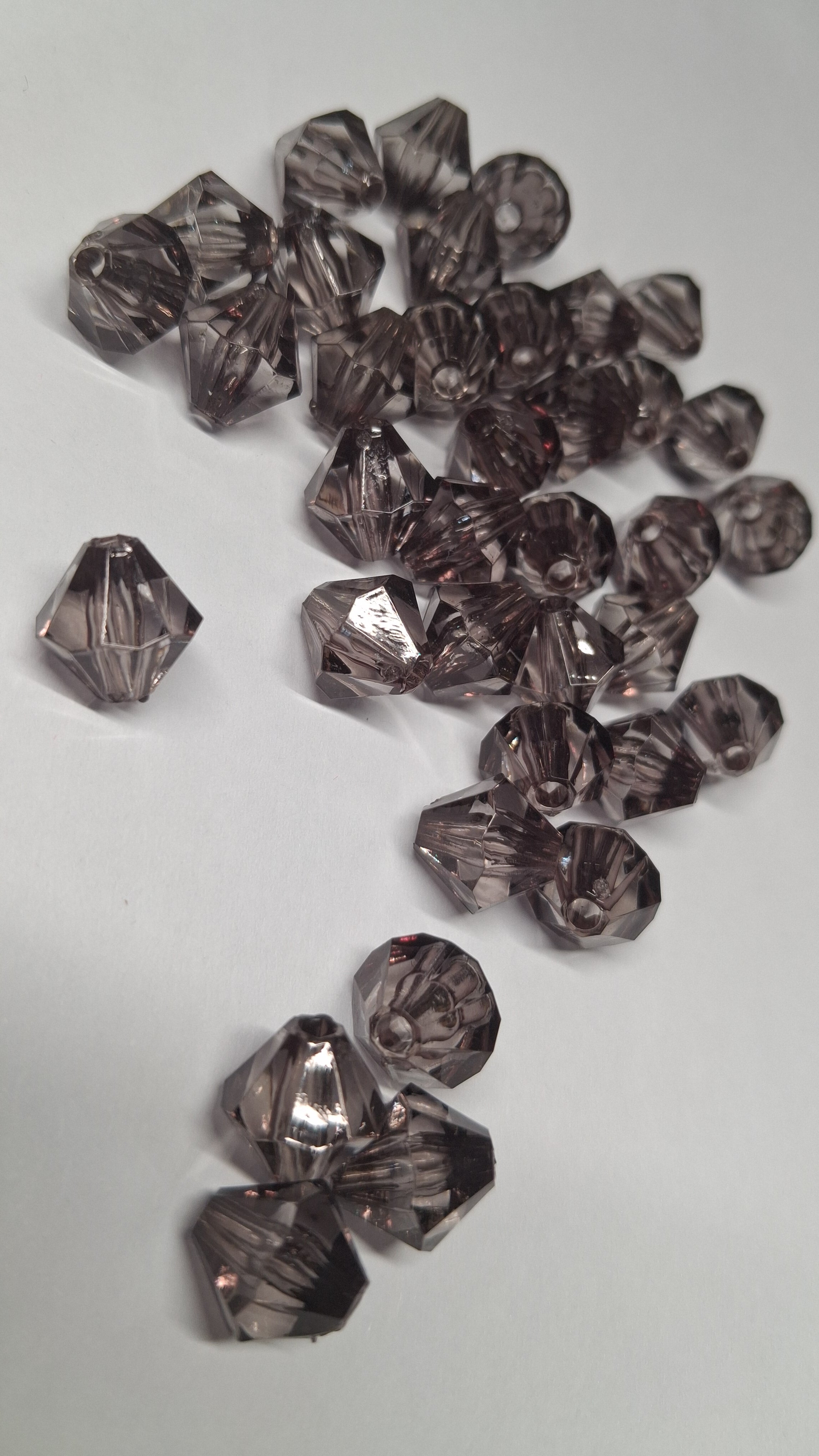10mm Dark Grey Rhombus Acrylic Beads