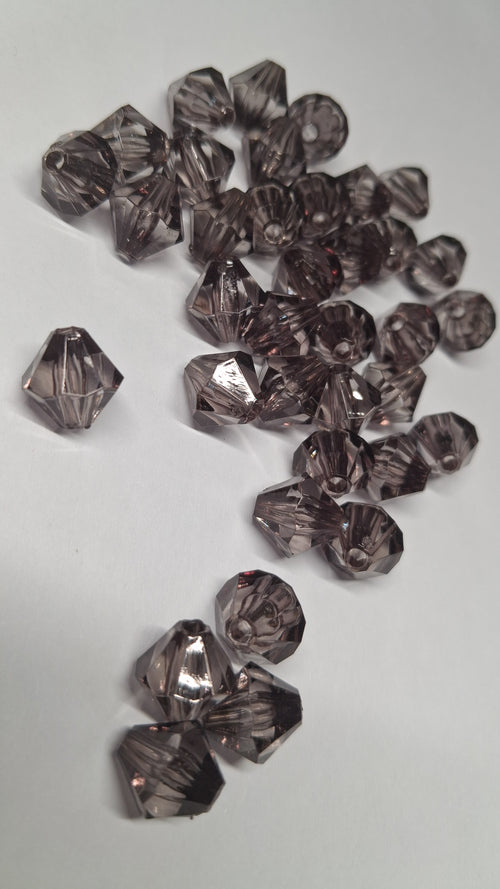 10mm Dark Grey Rhombus Acrylic Beads
